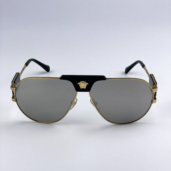 Versace VE2252 10026G Sunglasses Gold Mirror Grey Metal Pilot Men - Picture 3 of 9